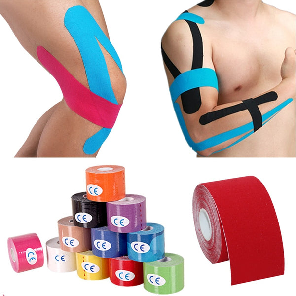 Kinesio Tape Showing Different Colors With Some On An Arm